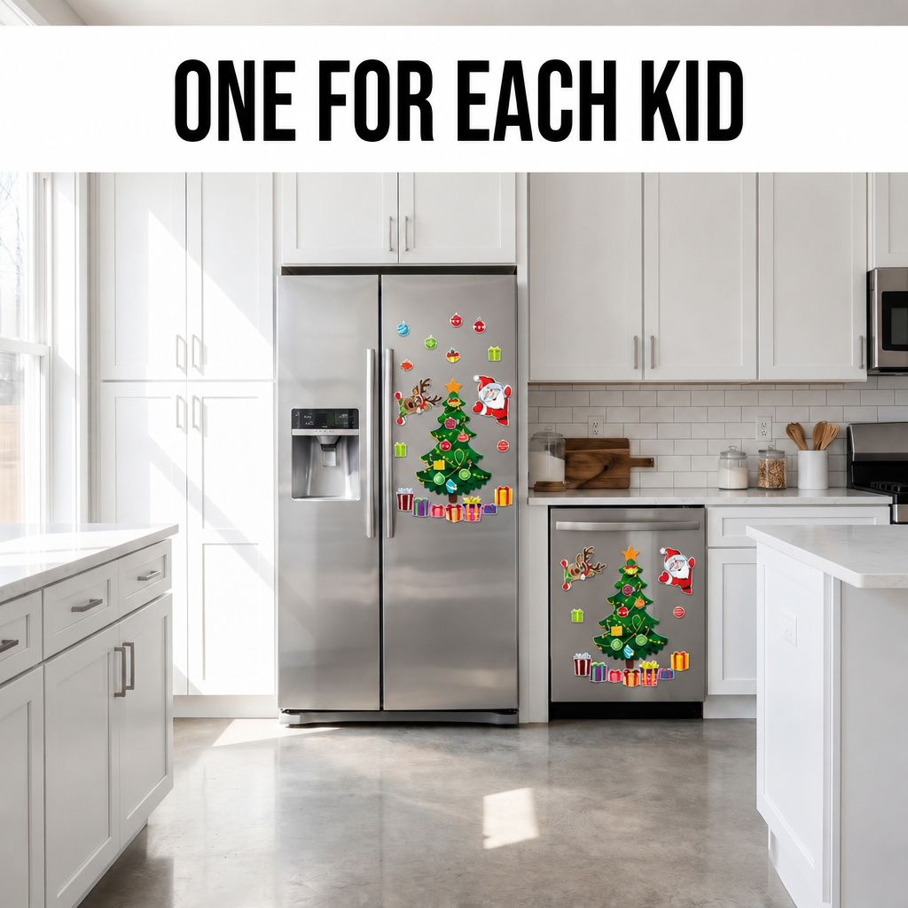 Two WAS Fridge Trees, one on the fridge and one on the dishwasher